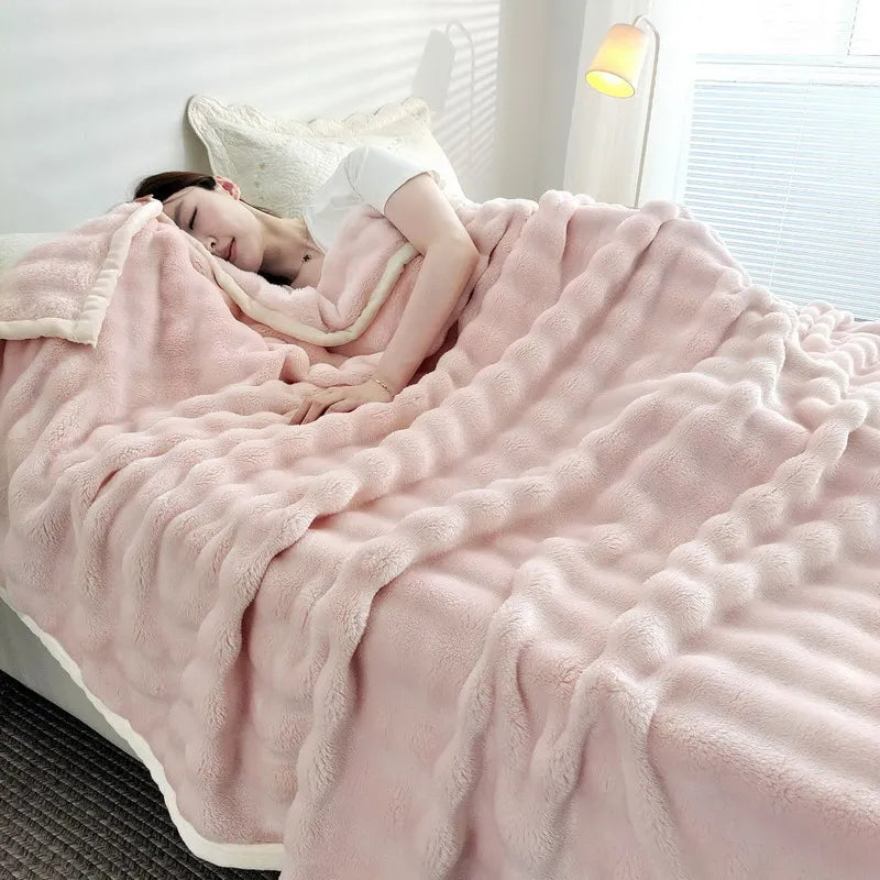 Effen kleur flanel konijnenbont deken dutje hoes deken zachte bankdeken koraal fleece hoes voor slaapkamer fabrikant groothandel