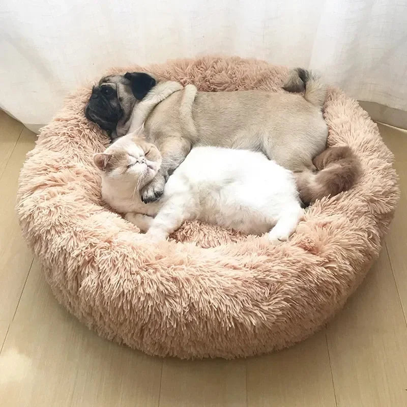 Super Soft Plush Donut Pet Bed – Washable Calming Cat & Dog Bed