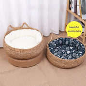 Puur natuurlijk geweven kattenbed, seizoensverwarmingskussen, universeel wasbaar kussen, accessoire voor dierbenodigdheden, geschikt voor alle seizoenen.