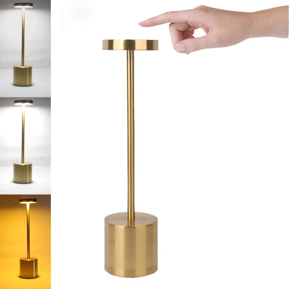 Klassieke tafellamp USB oplaadbaar nachtlampje Traploos dimmen Touch bureaulamp 3 kleuren bedlampje Hotelbar decoratie