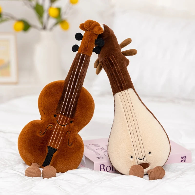 Leuke Muzikale Knuffel Zachte Viool 30 Cm Gitaar Pipa Stemvork Opmerking Gevulde Pop Instrument Cadeau Voor Kid Muziekliefhebber home Decor