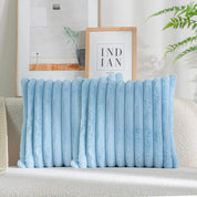 Nep konijnenbont vierkante kussenhoes grote dikke gestreepte superzachte effen kleur kussensloop 24×24 inch bank decor kussenhoezen