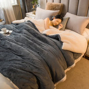 Wollen deken Warm houden Winterbeddekens Dubbelzijdig Queen Dekbedovertrek Camping Tweepersoonsbedovertrek Sprei op het bed