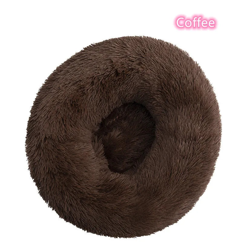 Super Soft Plush Donut Pet Bed – Washable Calming Cat & Dog Bed