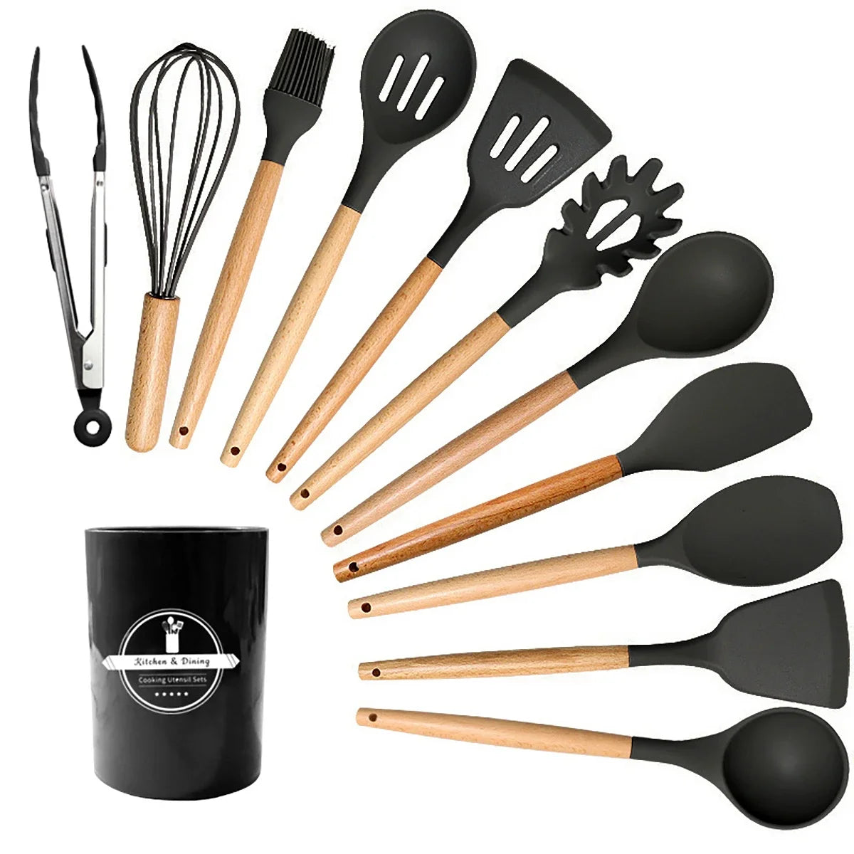 12-Piece Silicone Kitchen Utensil Set – Heat-Resistant & Nonstick Safe