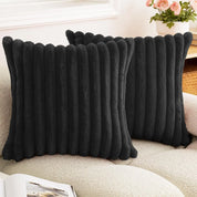 Nep konijnenbont vierkante kussenhoes grote dikke gestreepte superzachte effen kleur kussensloop 24×24 inch bank decor kussenhoezen