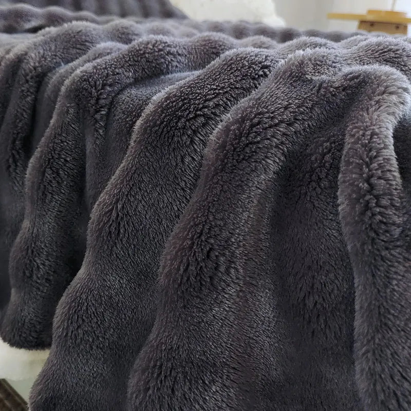 Effen kleur flanel konijnenbont deken dutje hoes deken zachte bankdeken koraal fleece hoes voor slaapkamer fabrikant groothandel