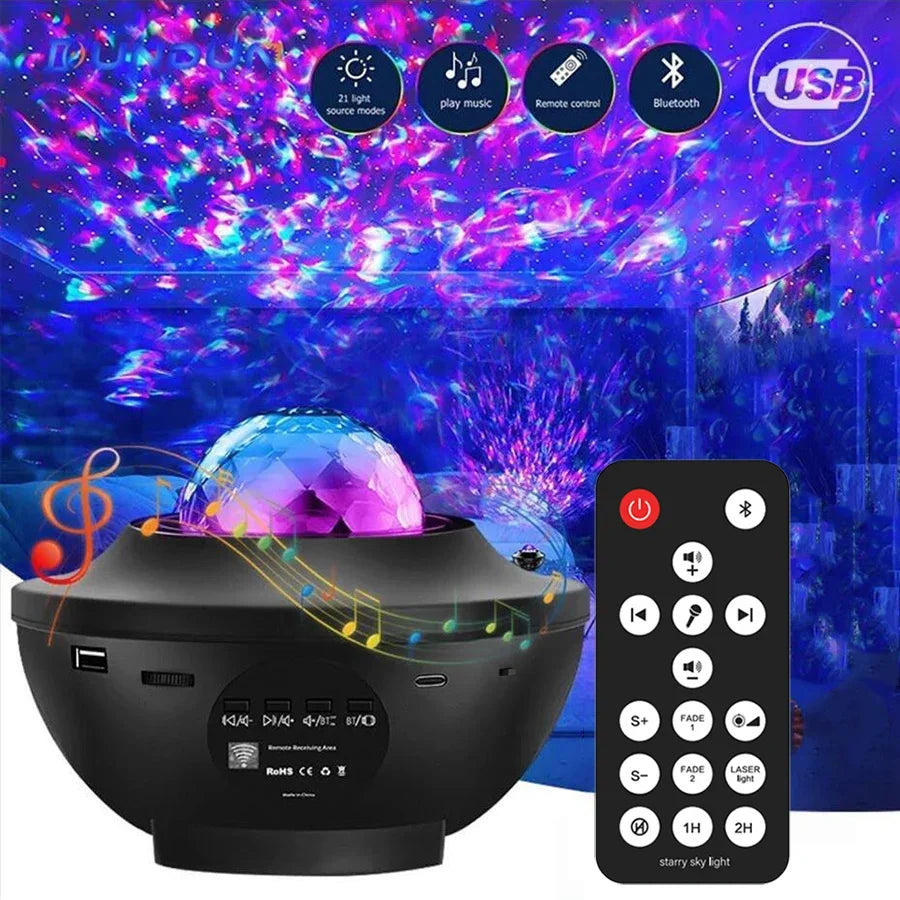 Nieuwe LED Starry Galaxy Projector Nachtlampje Kind Cadeau USB Bluetooth Muziekspeler Ster Nachtlampje Kleurrijke Projector Nachtlamp